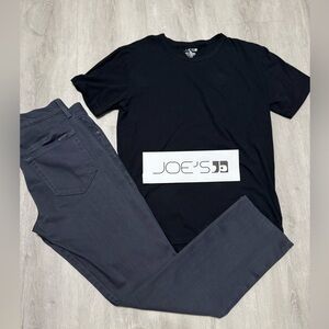 JOE’S Jeans Men’s Graphite Gray Straight Leg (34) + Black Short Sleeve Tee (L)